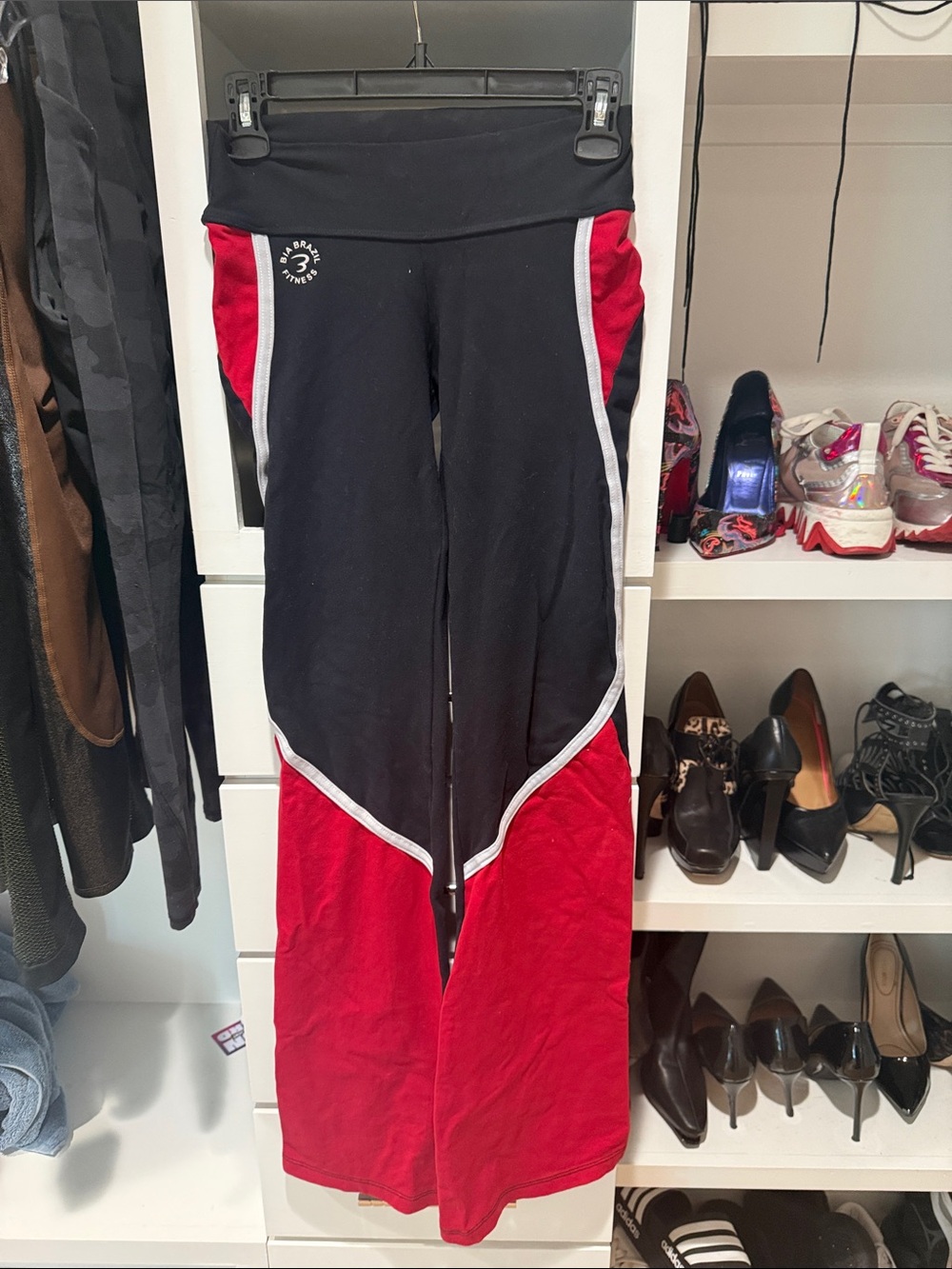 BIA Brazil Athletic Wide-Leg Colorblock Pants — Black & Red